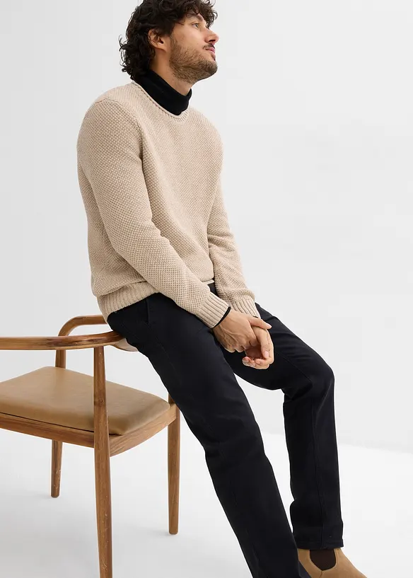 Pantalon chino extensible regular &agrave; taille &eacute;lastiqu&eacute;e, droit, bonprix