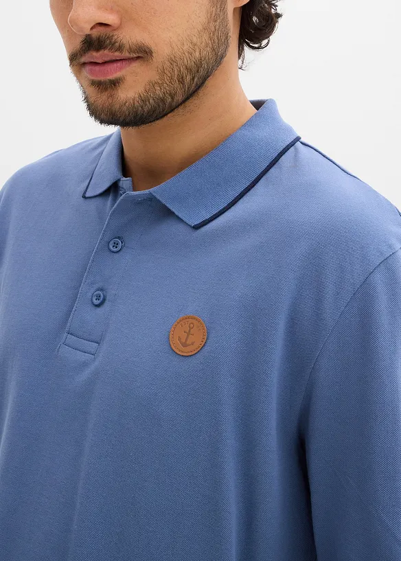 Polo manches longues classique avec d&eacute;tails contrastants, regular, bonprix