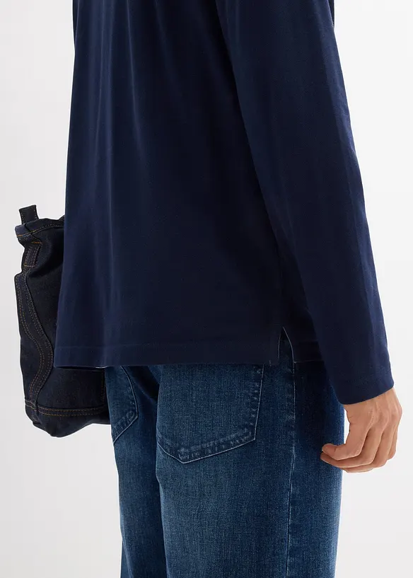 Polo manches longues classique avec d&eacute;tails contrastants, regular, bonprix