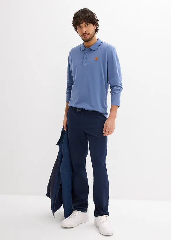 Polo manches longues classique avec d&eacute;tails contrastants, regular, bonprix