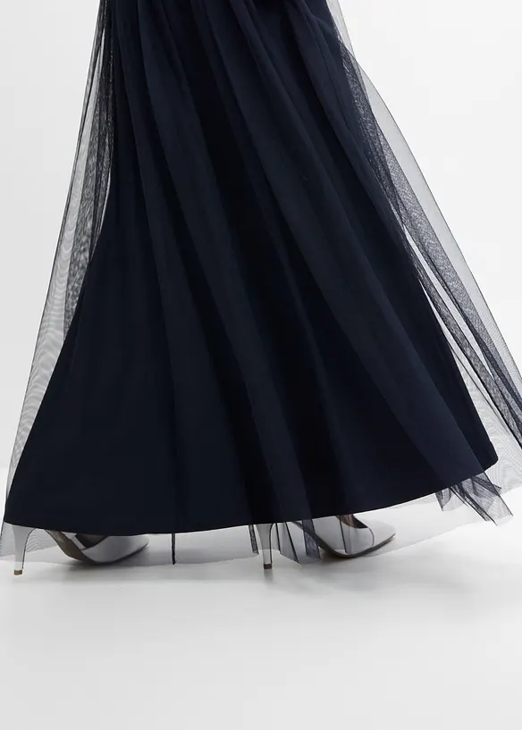 Robe de soir&eacute;e en tulle avec haut brod&eacute; de sequins, bonprix