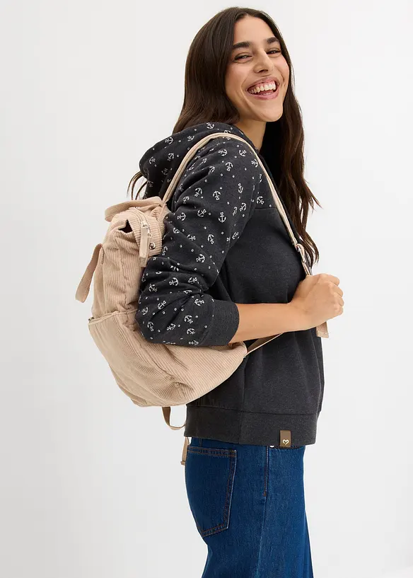 Sweat &agrave; capuche et col zipp&eacute;, 100% coton, bonprix