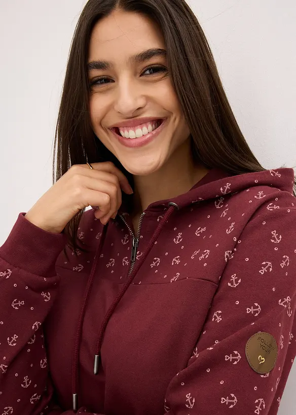 Sweat &agrave; capuche et col zipp&eacute;, 100% coton, bonprix