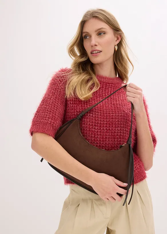 Sac &agrave; bandouli&egrave;re en su&eacute;dine avec passepoil, bonprix