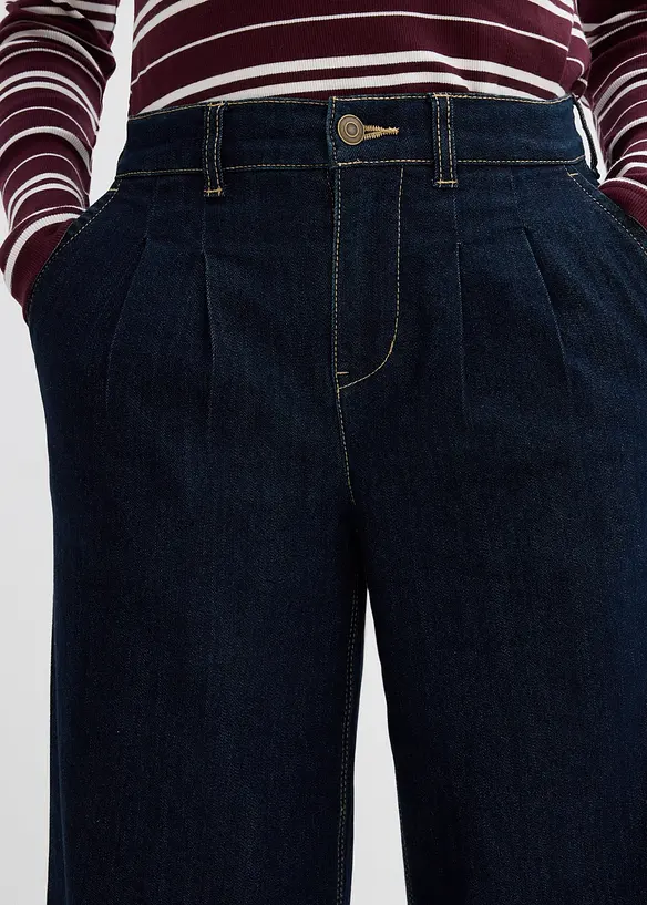 Jean large &agrave; taille haute &eacute;lastiqu&eacute;e, bonprix