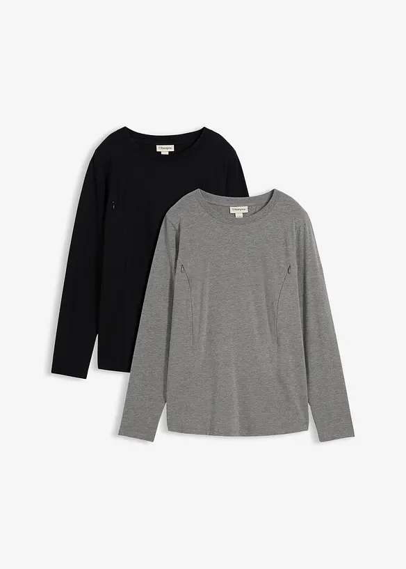 Umstandsshirts mit diskreter Stillfunktion mit Bio-Baumwolle (2er Pack), bonprix