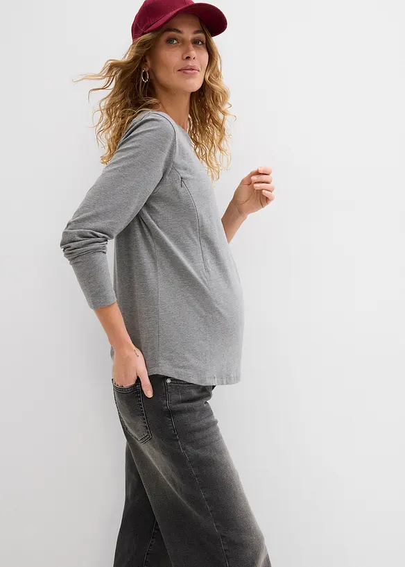 Umstandsshirts mit diskreter Stillfunktion mit Bio-Baumwolle (2er Pack), bonprix