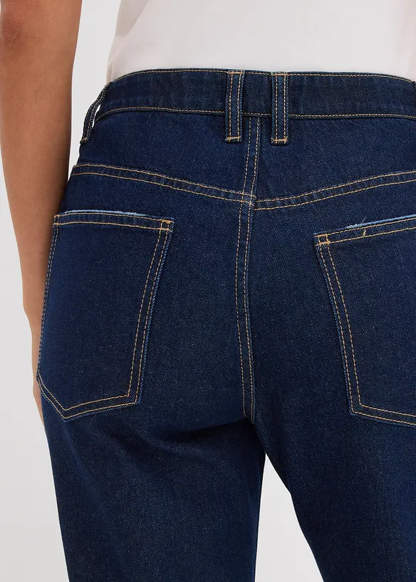 Jean droit, taille mi-haute, &agrave; strass, bonprix