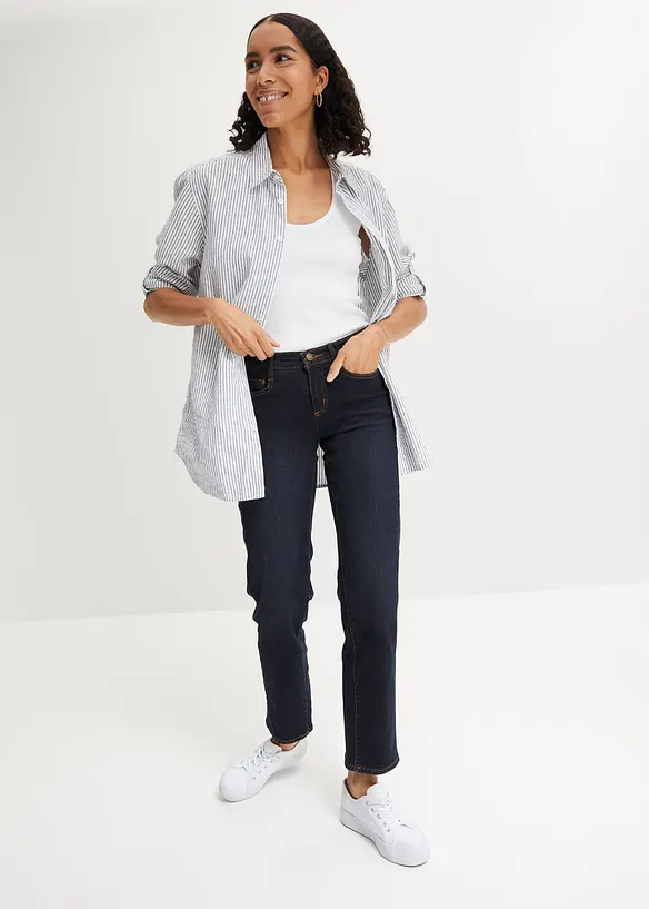 Jean droit taille mi-haute, extensible, bonprix