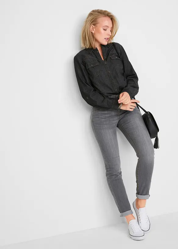 Jean slim taille haute, extensible et confortable, bonprix