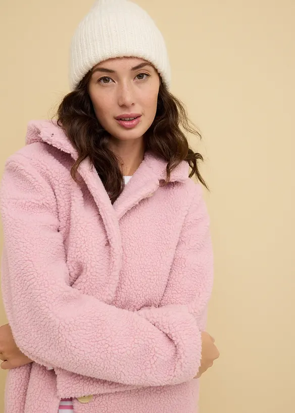Teddymantel mit Kapuze und Taschen, bonprix