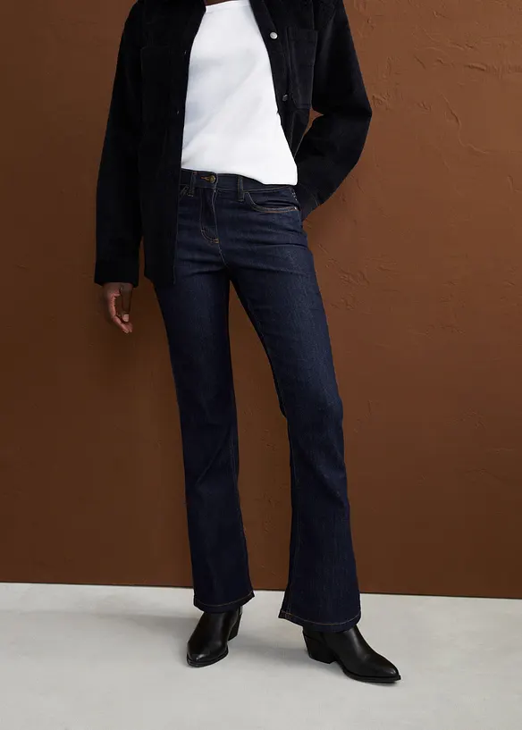 Jean bootcut taille mi-haute, extensible, bonprix