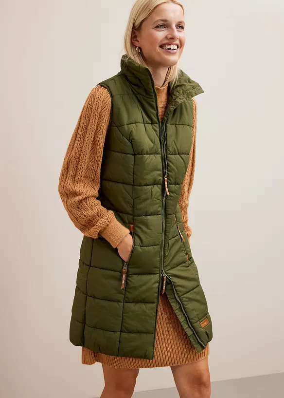 Longue doudoune sans manches &agrave; col montant, bonprix