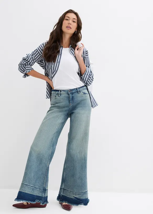 Wide-Leg-Jeans Mid Waist, bonprix