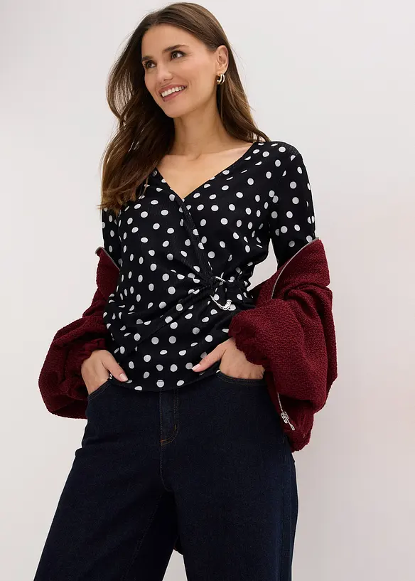 T-shirt manches longues en jersey textur&eacute;, bonprix