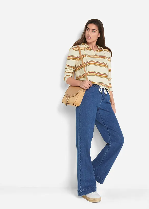 Wide Leg Jeans Mid Waist, Stretch, bonprix