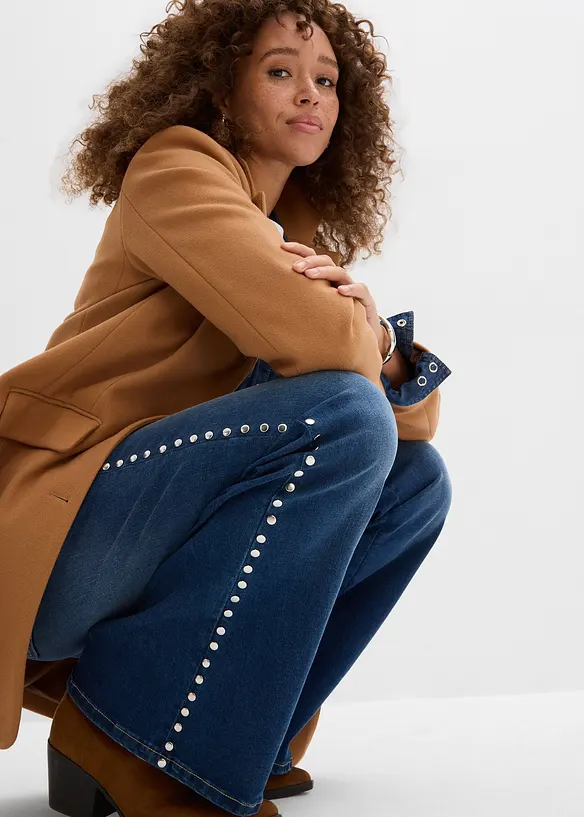 Jean flare taille haute avec rivets, bonprix