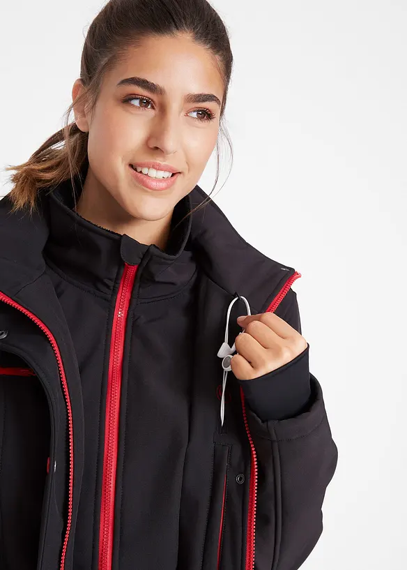 Longue parka en softshell extensible et d&eacute;perlant, bonprix