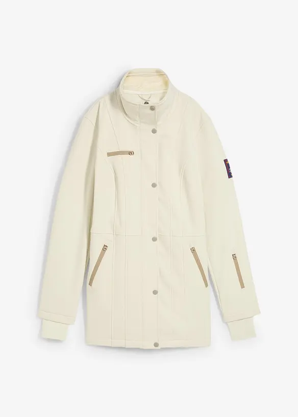 Longue parka en softshell extensible et d&eacute;perlant, bonprix