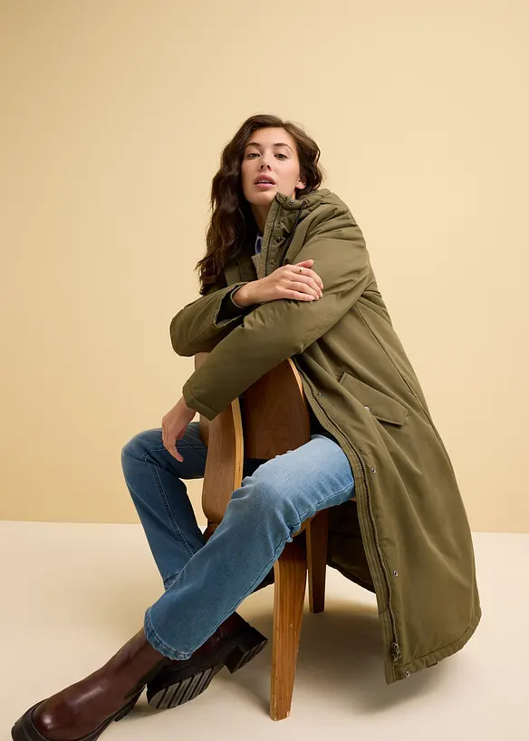 Jean droit taille mi-haute, thermique, bonprix