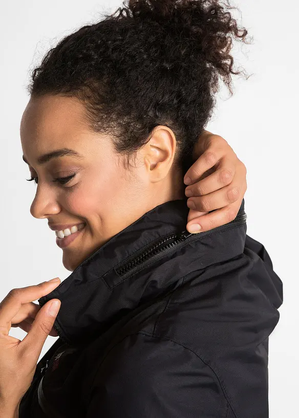 wasserdichter Funktions-Outdoor-&Uuml;bergangsmantel mit Kapuze, 2 in 1-Optik, bonprix