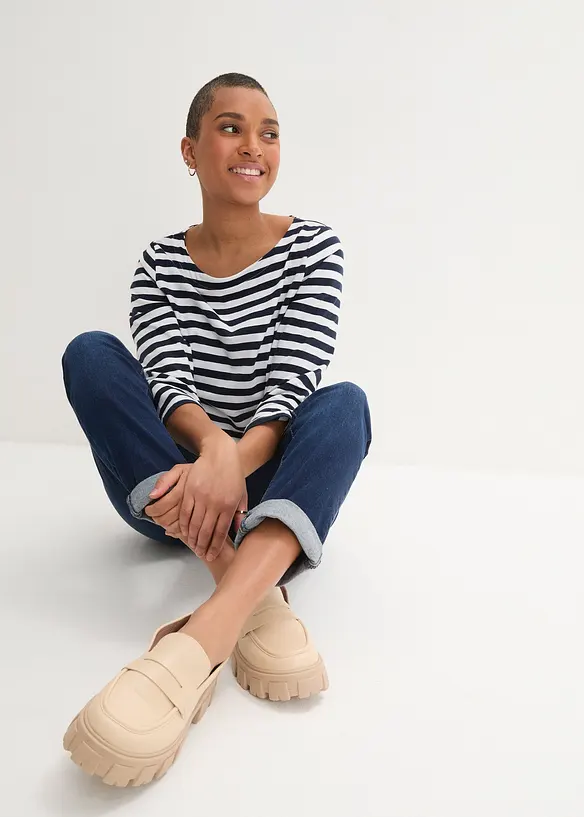 Jean boyfriend taille mi-haute, extensible, bonprix