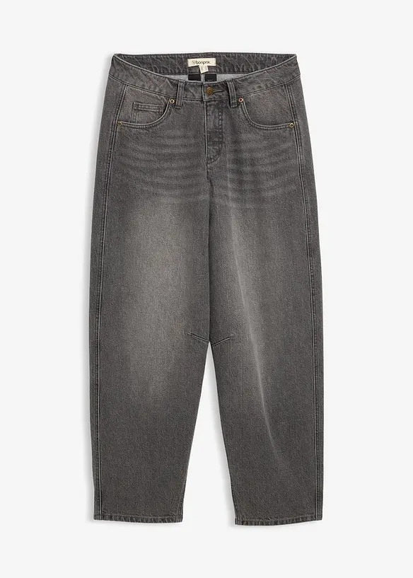 Jean barrel taille mi-haute, bonprix