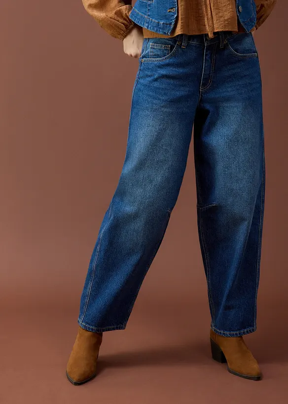 Jean barrel taille mi-haute, bonprix