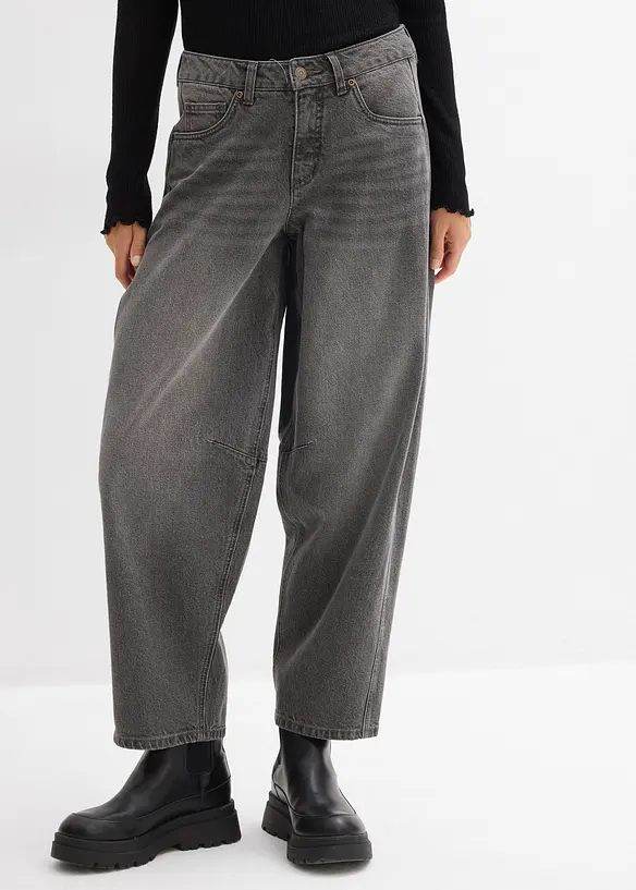 Jean barrel taille mi-haute, bonprix