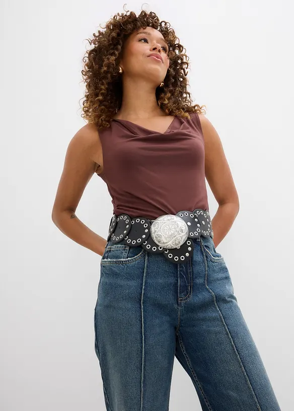 Jean droit et loose, taille haute, bonprix