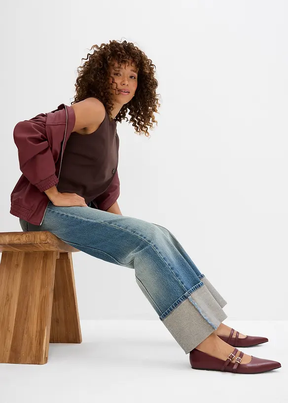 Jean droit et loose, taille haute, bonprix