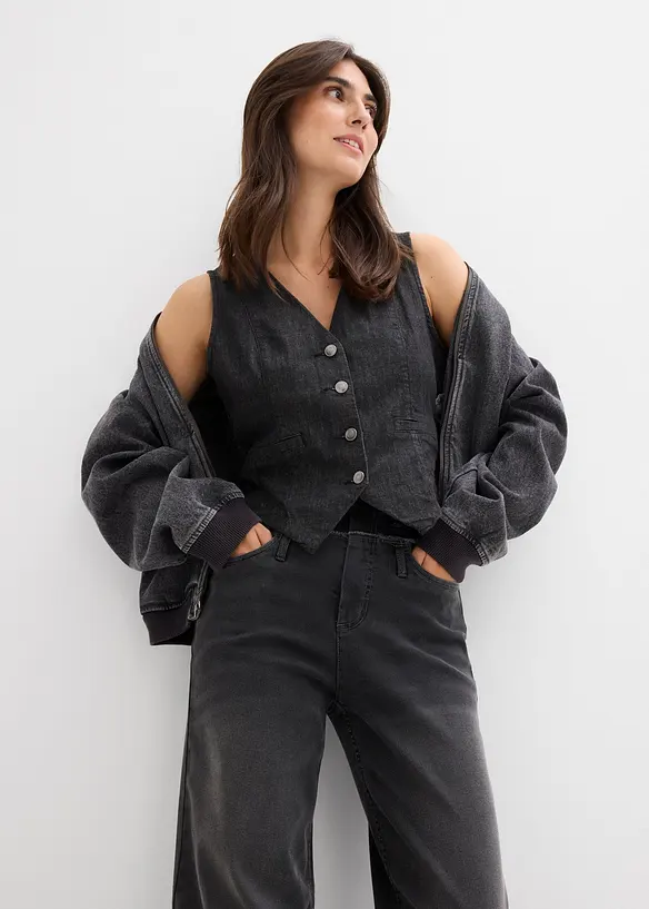 Wide-Leg-Jeans High Waist, bonprix