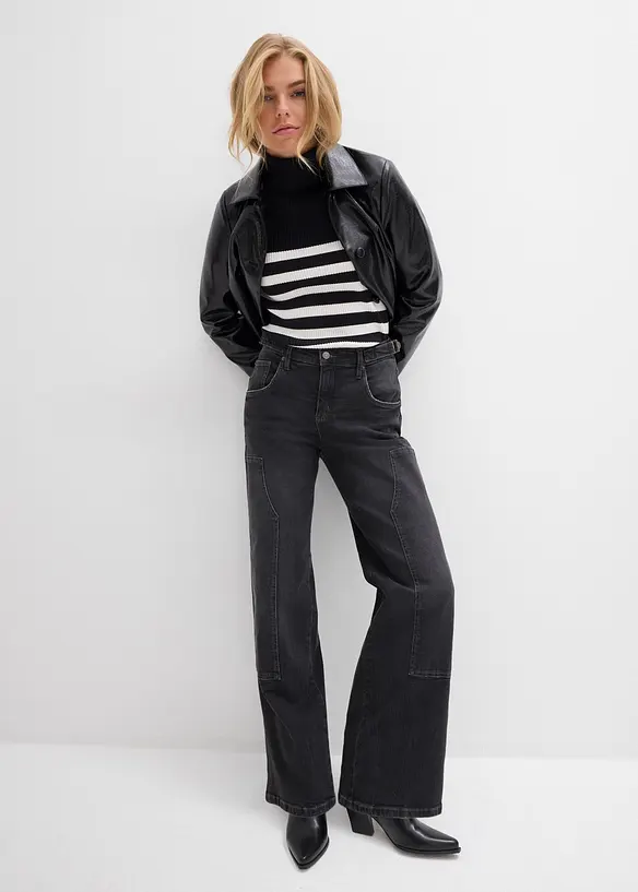 Wide-Leg Jeans Mid Waist, bonprix