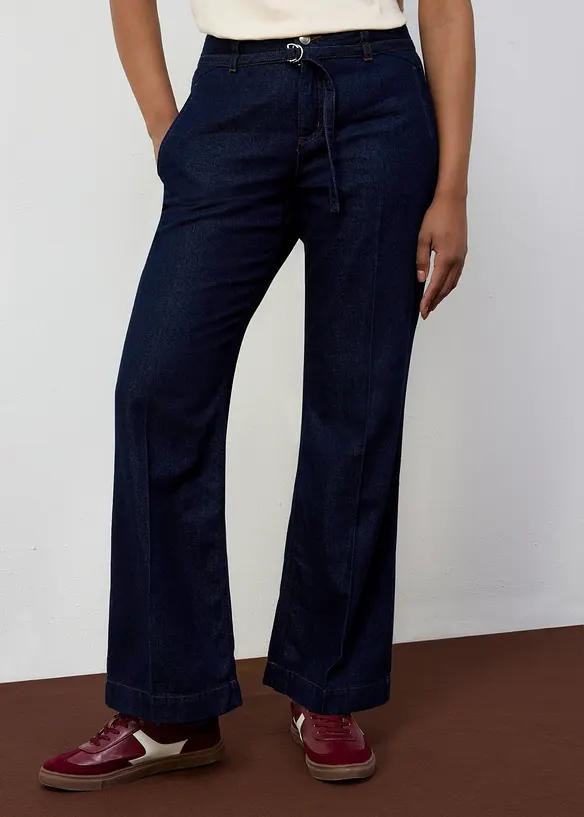 Wide-Leg-Jeans Mid Waist mit G&uuml;rtel, bonprix