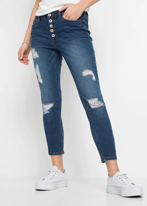 Skinny-Jeans, Mid Waist, Destroyed, bonprix