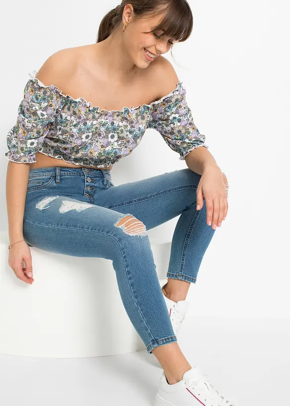 Skinny-Jeans, Mid Waist, Destroyed, bonprix