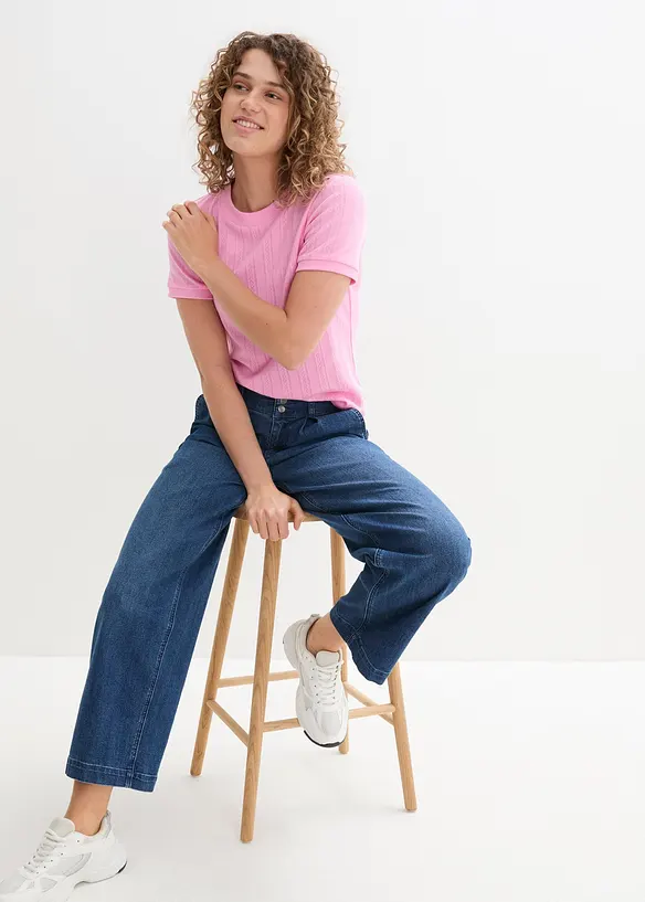 Wide-Leg-Jeans High Waist, Bequembund, bonprix
