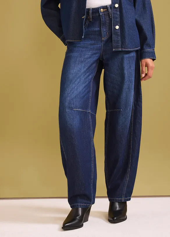 Jean balloon taille mi-haute, super doux, bonprix