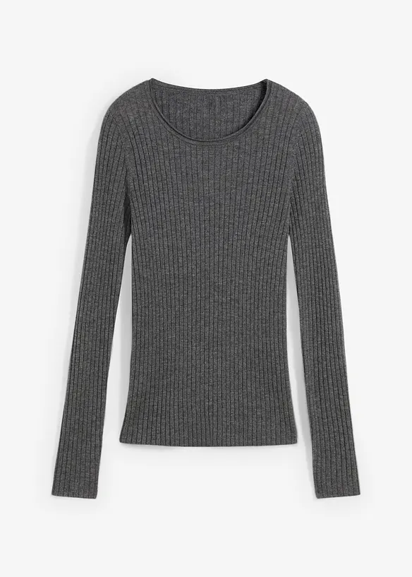 Pull c&ocirc;tel&eacute; en laine m&eacute;rinos, bonprix