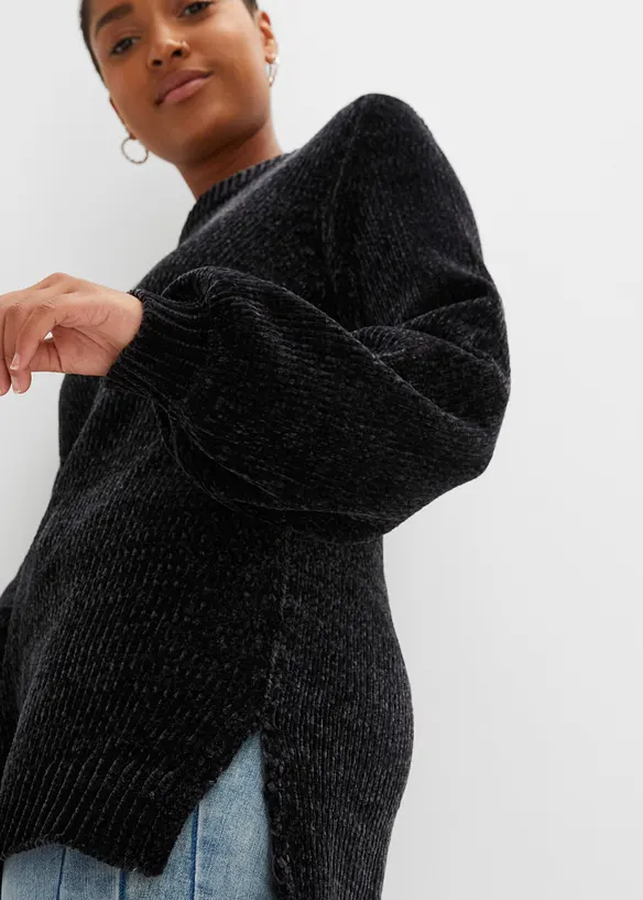 Pull long en maille chenille, bonprix