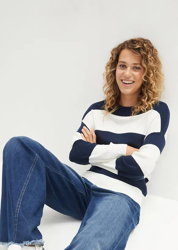 Pull en fine maille &agrave; larges rayures, bonprix