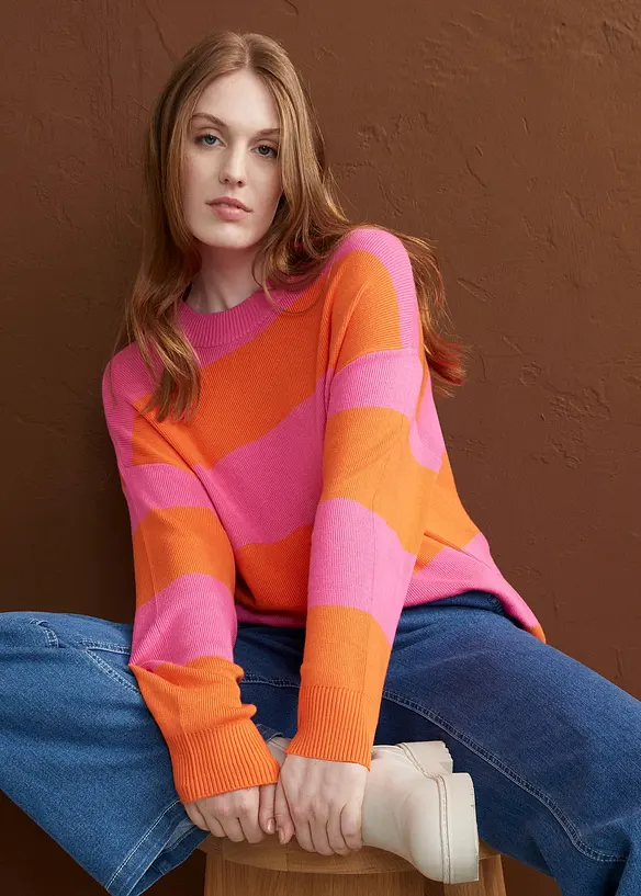 Feinstrickpullover mit Blockstreifen, bonprix