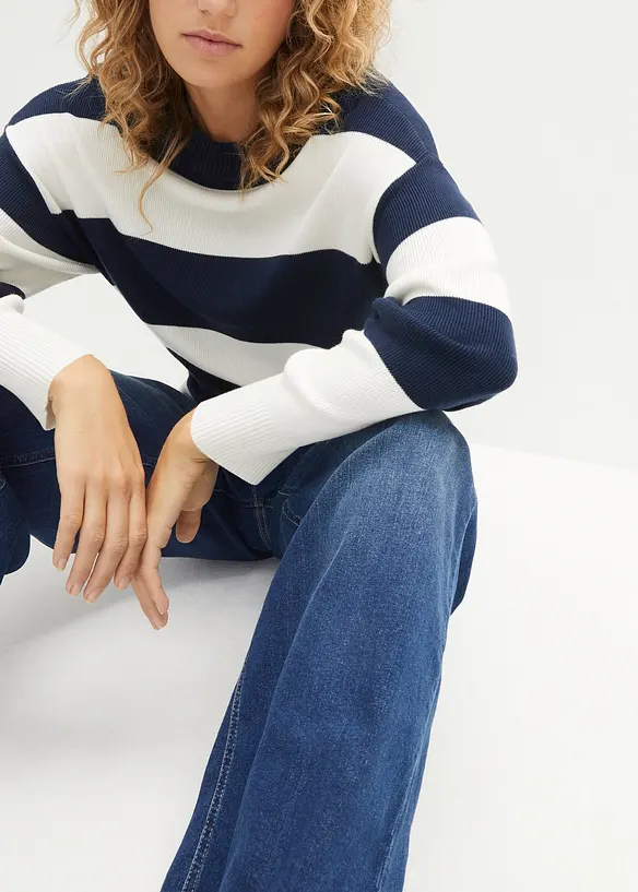 Pull en fine maille &agrave; larges rayures, bonprix