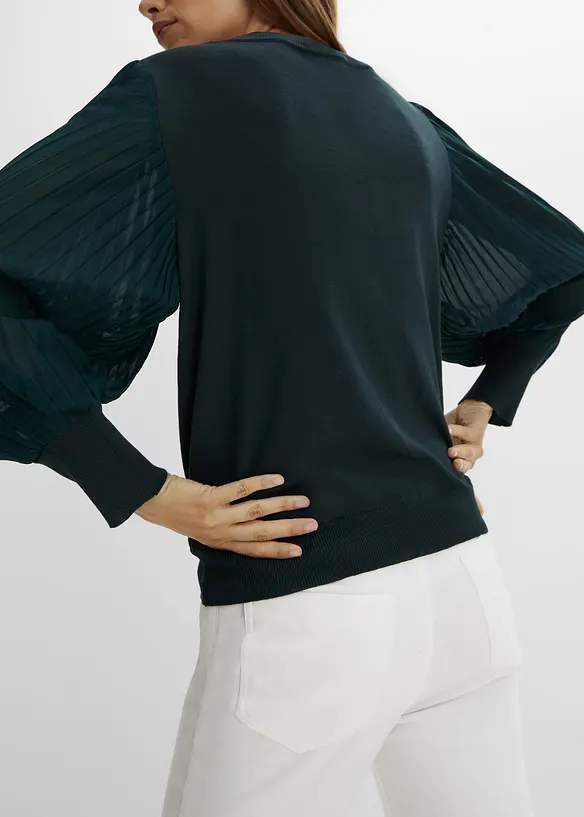 Pullover mit plissierten &Auml;rmeln, bonprix