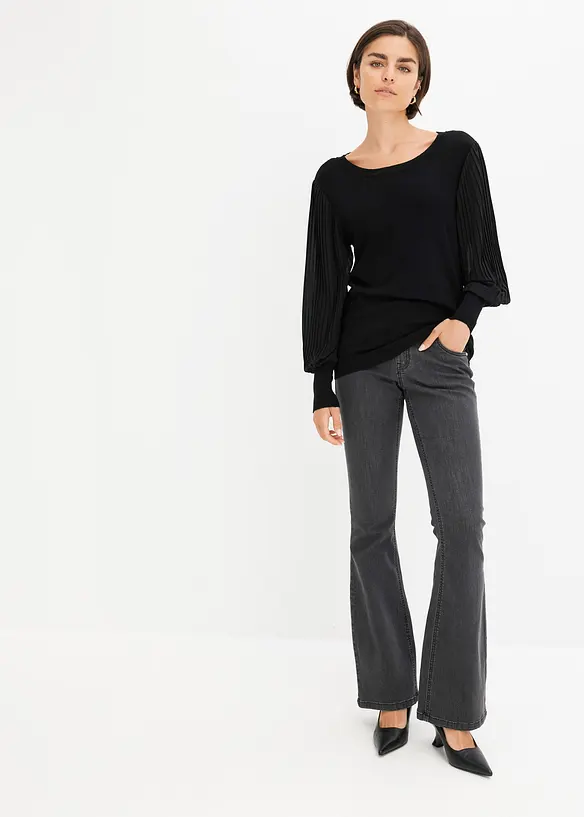 Pullover mit plissierten &Auml;rmeln, bonprix