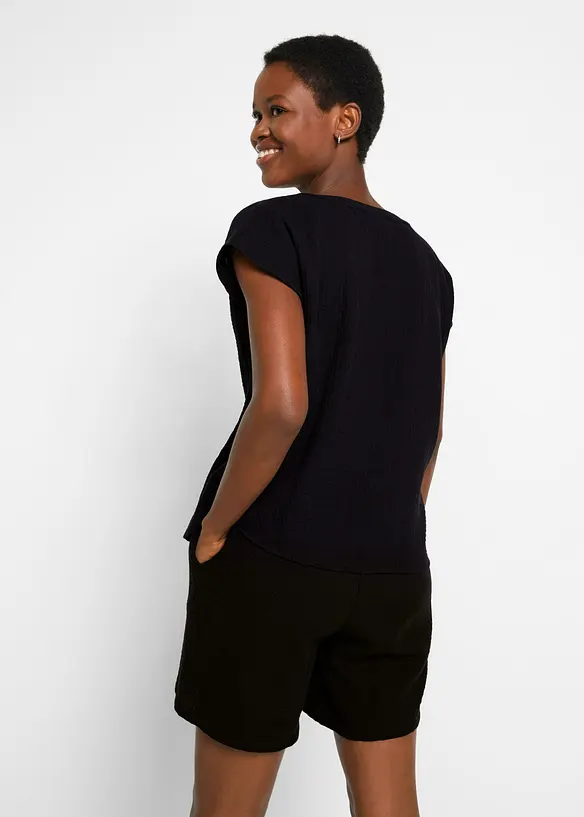 Musselin-Blusentop aus reiner Baumwolle, bonprix