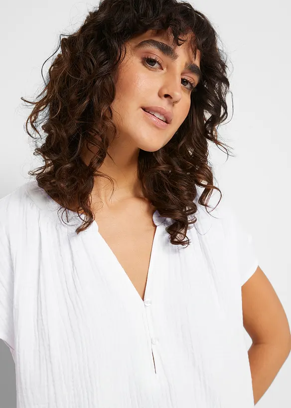 Musselin-Blusentop aus reiner Baumwolle, bonprix