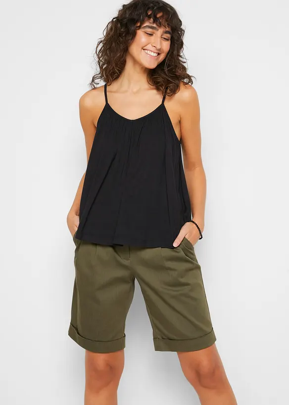 Top &agrave; fines bretelles en viscose fluide, bonprix