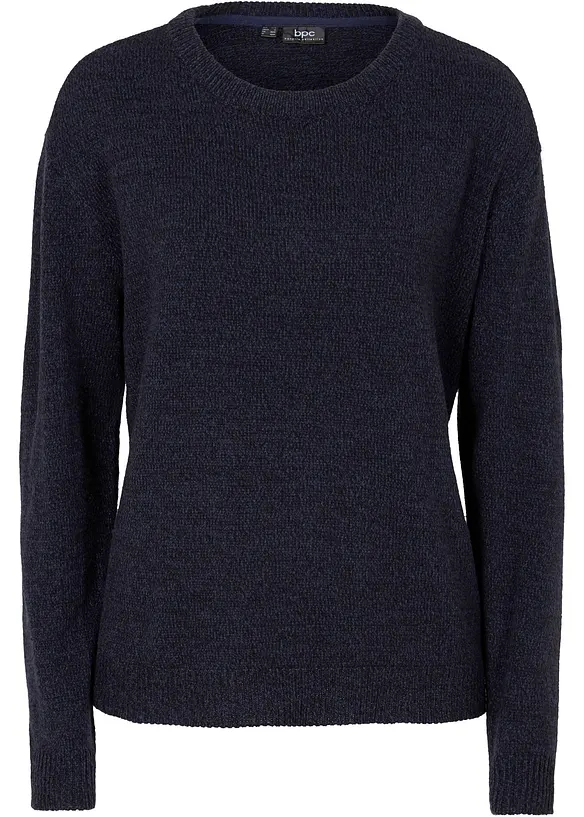 Pull en maille chin&eacute;e &agrave; col rond, bonprix