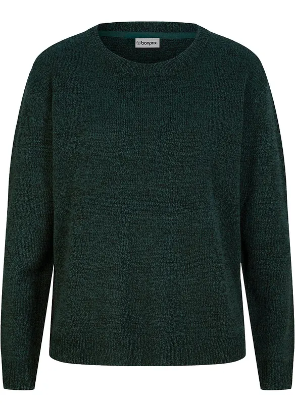 Strick-Pullover mit Rundhals-Ausschnitt in Melange, bonprix
